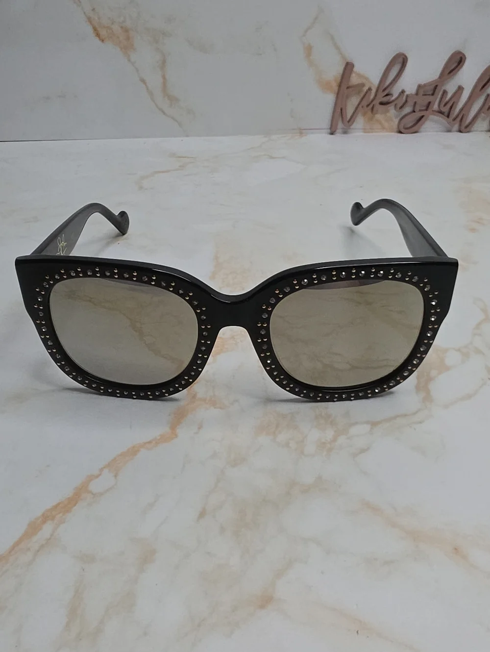 Elton John Legend Black Studded Oversized  Sunglasses